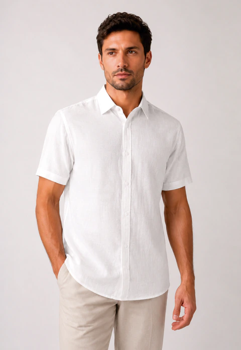 Camisa linho look masculina manga curta - loja online