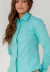 Camisa social feminina manga longa work vista coberta detalhe vivo gola azul turqu - comprar online