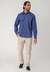 Camisa social masculina manga longa classic fit lisa azul carbo