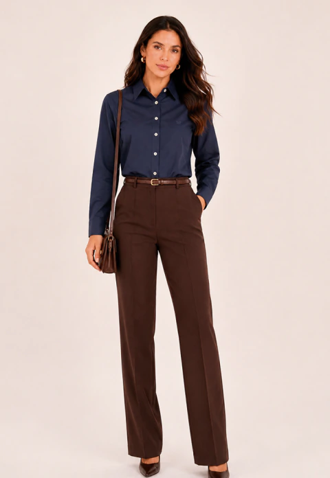 Camisa social feminina manga longa iron free