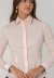Camisa social feminina manga longa work vista coberta detalhe vivo gola rosa - comprar online