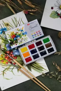 Kit de Aquarelas em Pastilha Sonnet Botânica - 12 cores - 1880 - comprar online