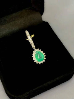 Pingente para Riviera Ouro Branco 18k, Diamantes e Esmeralda na internet