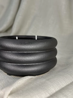 VELA COM SUPORTE EM CERAMICA PRETA G - comprar online