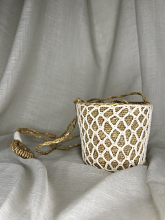 CESTO CACHEPOT PALHA MACRAME PENDENTE
