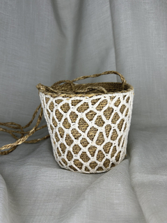 CESTO CACHEPOT PALHA MACRAME PENDENTE - Super Jardim Decor