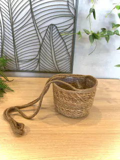 Vaso Cachepot Pendente Palha