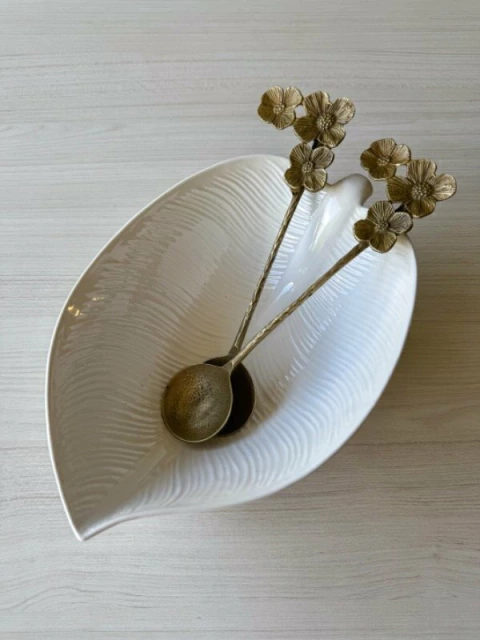 CUCHARAS PARA ENSALADA - flores doradas - comprar online