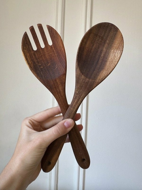 SET CUCHARA Y TENEDOR PARA ENSALADA MADERA - comprar online
