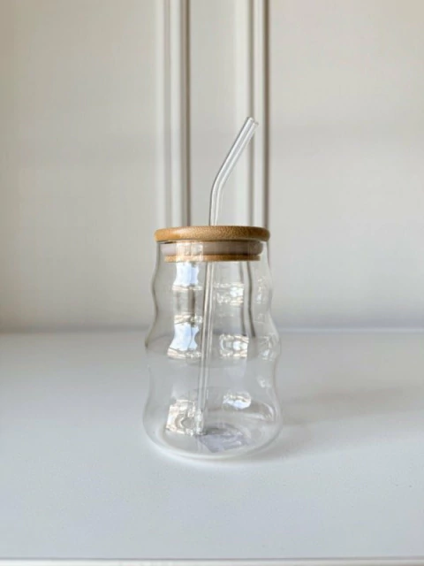 VASO ELOISE - con tapa y sorbete de vidrio - comprar online