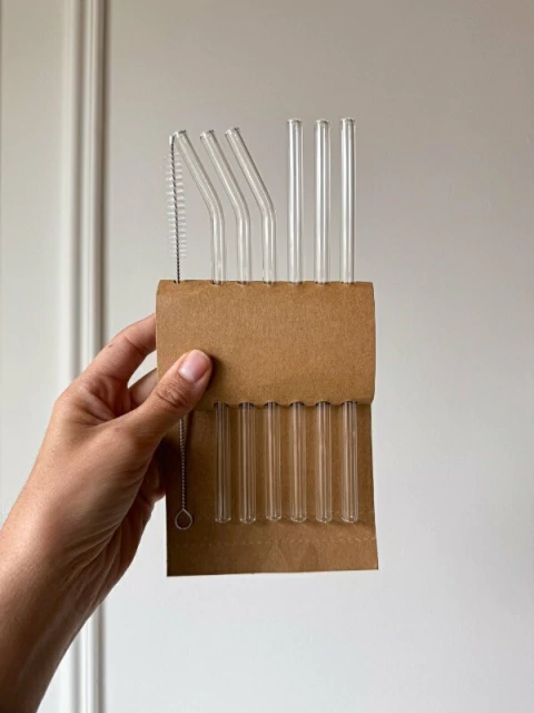 SET X 6 SORBETES DE VIDRIO - transparentes