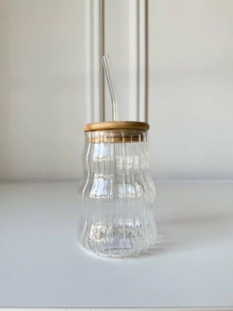 VASO LOUISA - con tapa y sorbete de vidrio - comprar online