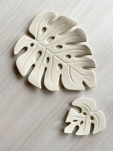 SET x 2 CENTROS DE MESA MONSTERA - crudo - comprar online