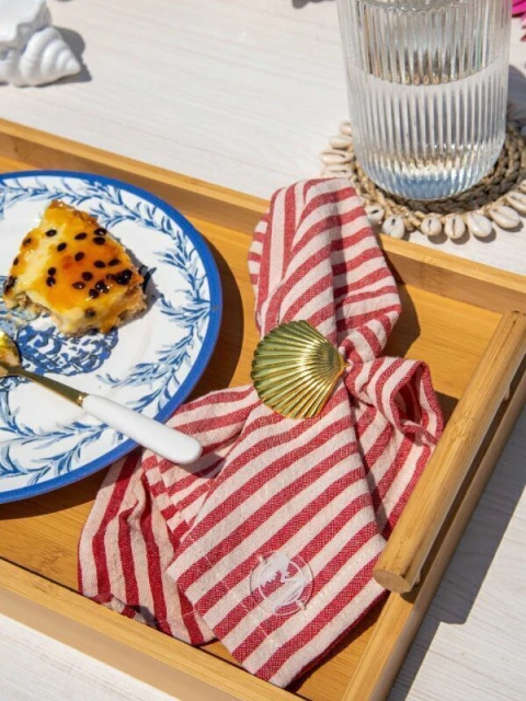 PACK X 4 SERVILLETAS TUSOR - rayas rojas - comprar online