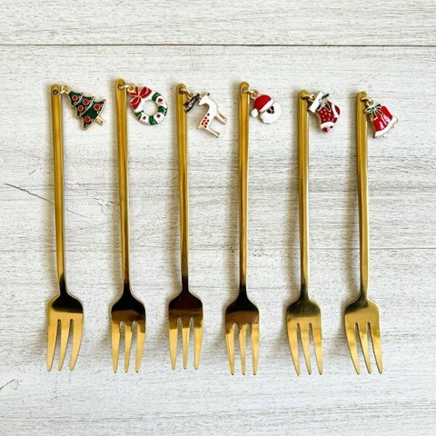TENEDOR NAVIDAD - dorado - comprar online
