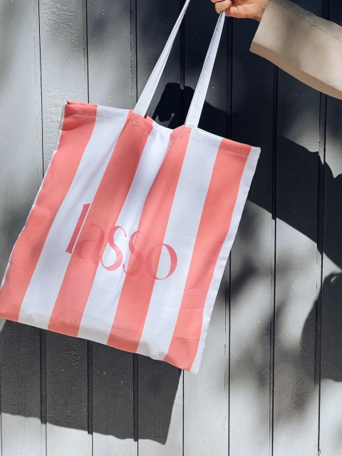 TOTE LASSO STRIPES - rosa coral