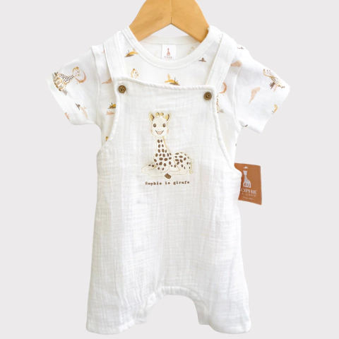 Conjunto Jardineira e Body Girafa Sophie