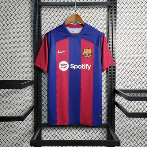Camisa Barcelona Home 23/24 Torcedor Nike Masculina - Azul e Grená
