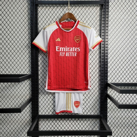 Kit-Infantil-Arsenal-I-23-24-Vermelho-Futebol-Camisa-Uniforme-Time-Crianças-Esporte-Jogadores-Torcedores-Estilo-Conforto-Tamanho-Design-Oficial Paixão