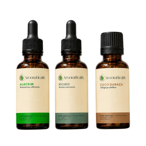 Kit óleos vegetais de Alecrim, Coco e Rícino - 30 ml cada