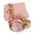 RELOGIO FEM DOURADO FUNDO ROSA PULSEIRA E CAIXINHA - MultistoreShop