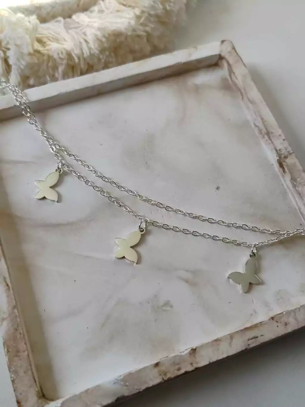 PULSERA BUTTERFLY DOBLE- ACERO BCO