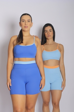 Short runner bicolor - azul royal e azul bebê