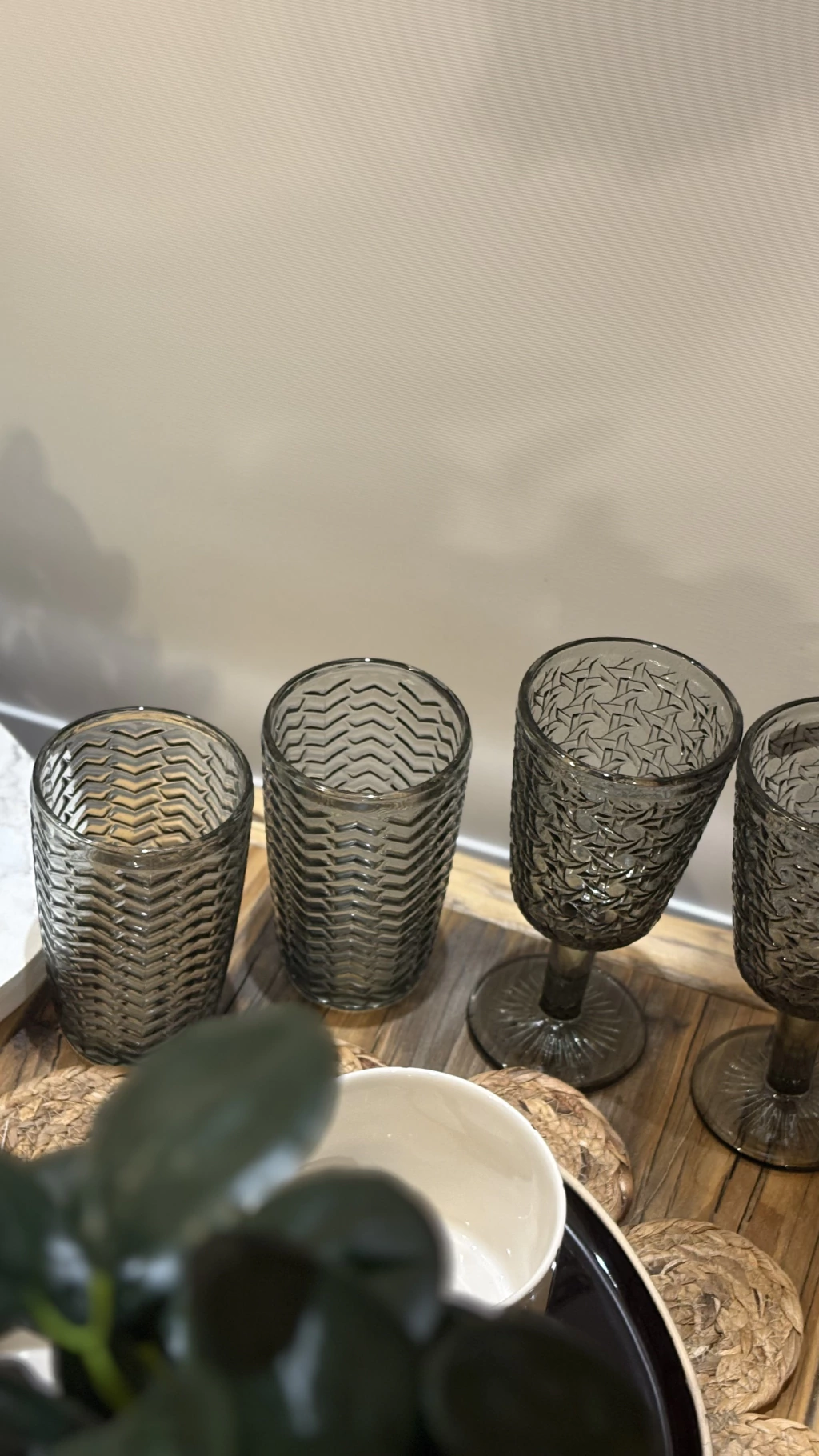 Vasos de vidrio labrado set x6