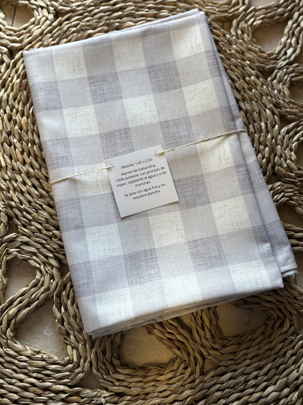 Mantel cuadrille gris