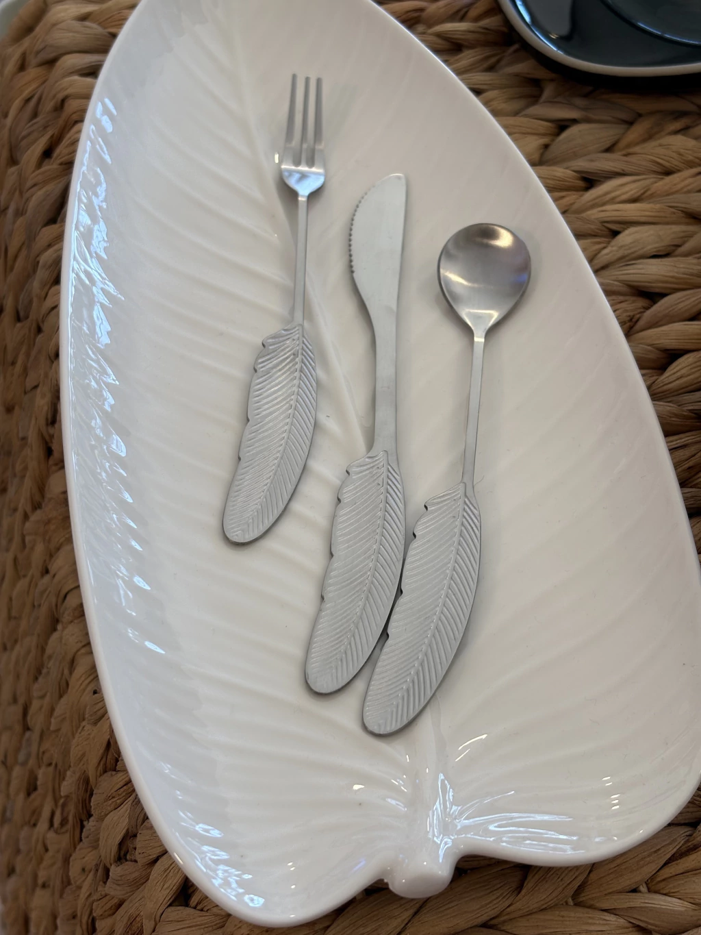 Utensilios hoja larga / cuchara, tenedor, untador /