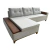 Sofá Chaise Living Bari com Deck Tecido Boucle Bege Detalhe em Couro - Malu Estofados - comprar online