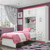 Guarda-Roupa Solteiro Com Cama 4 Portas MX Móveis Lisboa Branco/Rosa-Flex