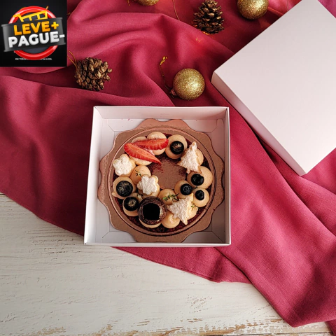 10 Caixas 14,5x14,5x5cm - Branca - Tampa papel - Guirlanda 10cm