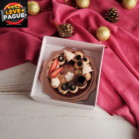 10 Caixas 14,5x14,5x5cm - Branca - Tampa Transparente - Guirlanda 10cm