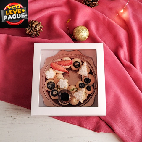 10 Caixas 14,5x14,5x5cm - Branca - Tampa visor transparente - Guirlanda 10cm - comprar online