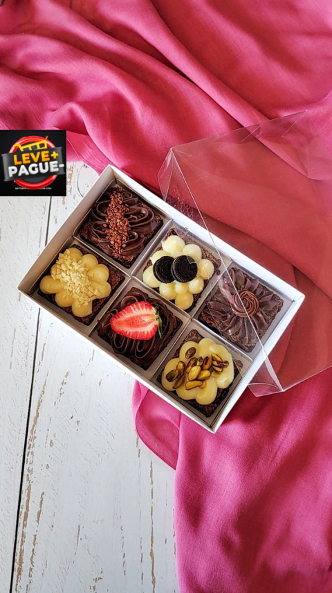 10 Caixas para 6 Brownies - Branca - Tampa Transparente