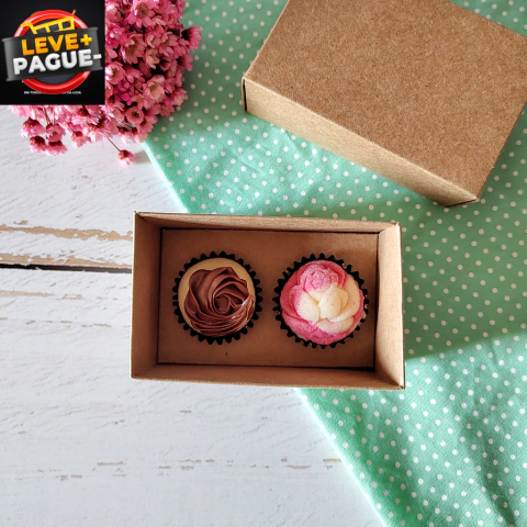 10 Caixas com Berço 2 brigadeiros - altura 5,5 cm - Tampa Papel - Kraft