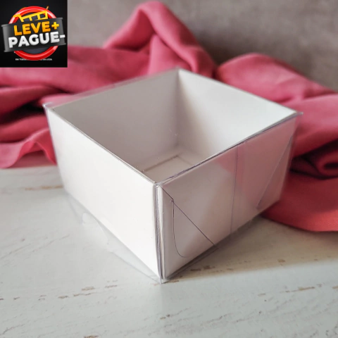 10 Caixas Presenteáveis 8x8 - altura 5cm - Tampa Transparente - Branca