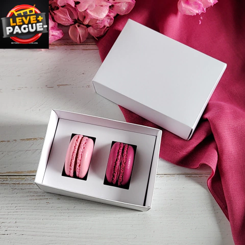 10 Caixas para 2 Macarons - Branca - altura 5cm - Tampa Papel