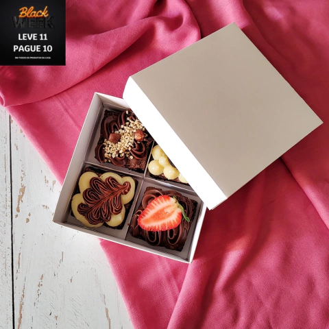 10 Caixas para 4 brownies - Branca - Tampa de Papel