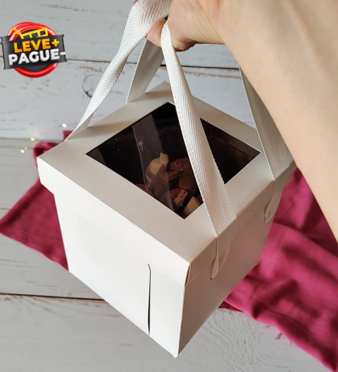 10 Caixas para Panetone 400/500g com alça cavidade 14cm - Com visor - Altura 18cm