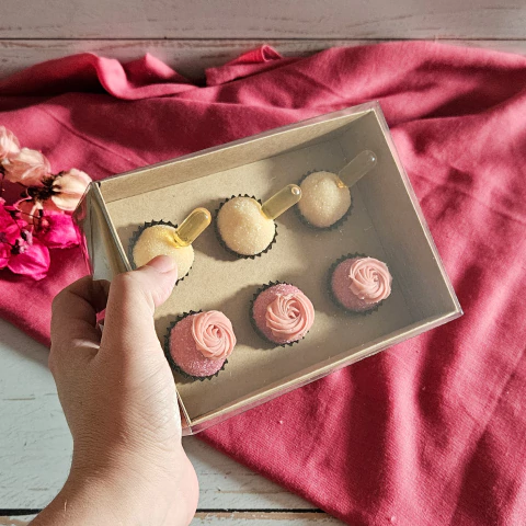 10 Caixas com berço para 06 brigadeiros - kraft - Tampa Transparente - comprar online