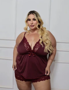 Baby doll conforto- vinho (veste do 52 ao 56)