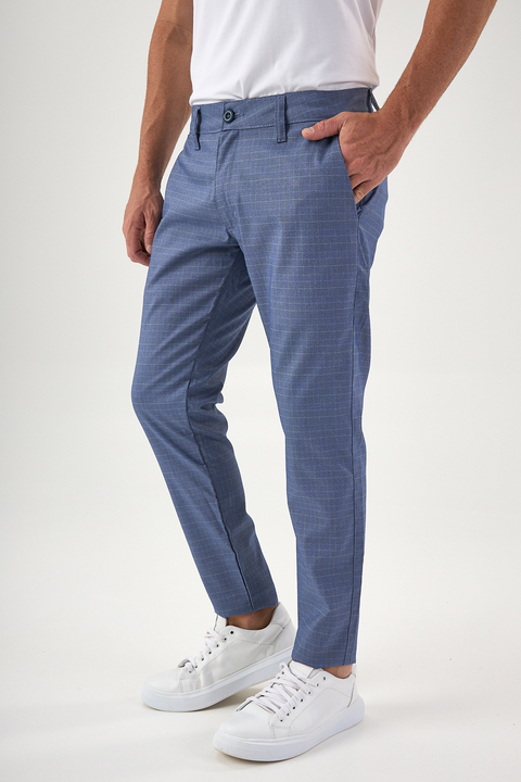 Calça Alfaiataria Xadrez | Azul