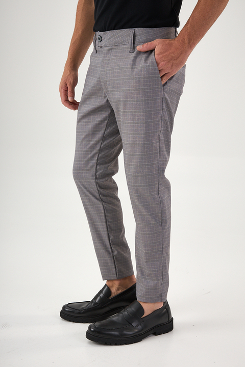 Calça Alfaiataria Xadrez | Cinza
