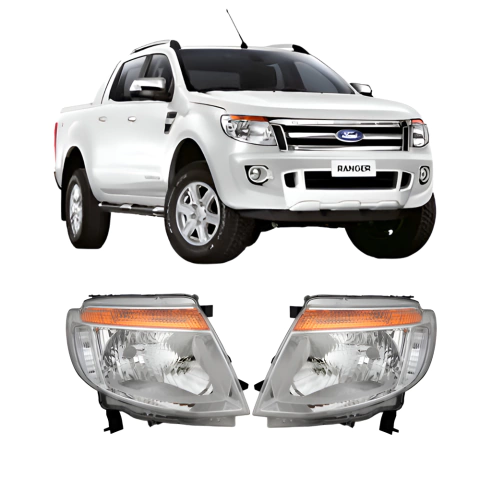 Farol Ranger 2013 2014 2015 2016 Foco Simples Mascara Cromada Manual / Elétrico Sem Motor Skywind