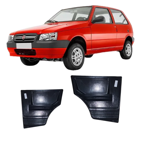 Par Forro De Porta Traseiro Uno 2004/2009 2 Portas Preto Riverplast