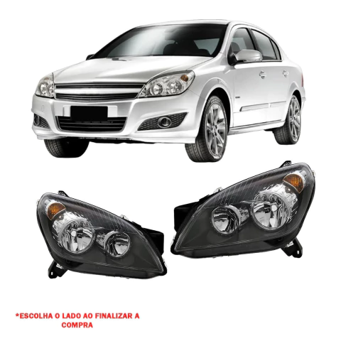 Farol Vectra 2006/2009 Manual/Elétrico Sem Motor Foco Duplo Máscara negra Arteb