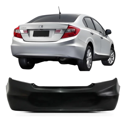 Parachoque Civic 2012 a 2016 Preto Liso Traseiro - comprar online