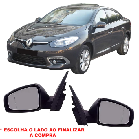 Retrovisor Fluence 2010 2011 2012 2013 2014 2015 2016 elétrico com pisca,sensor temperatura preto liso FICOSA - comprar online